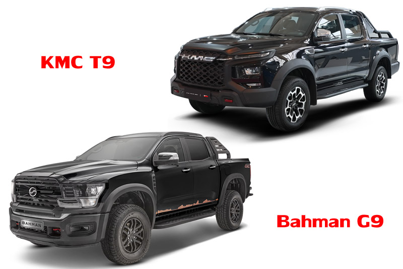 اینفوگرافی مقایسه پیکاپهای غول چینی در بازار؛ KMC T9 و BahmanMotors G9