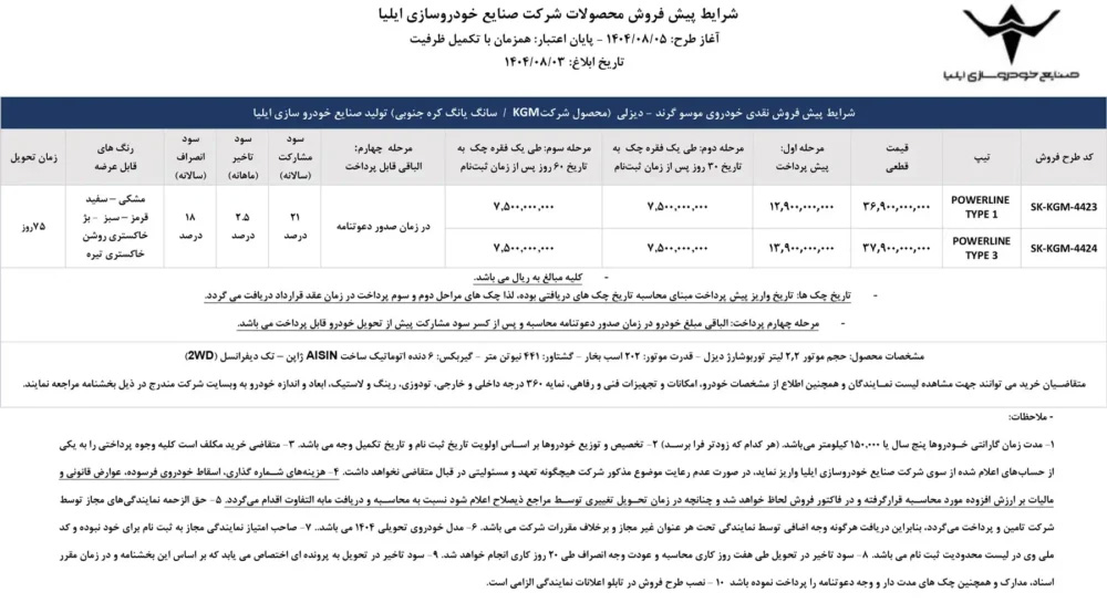 شرایط فروش پیکاپ موسو گرند خان دیزلی