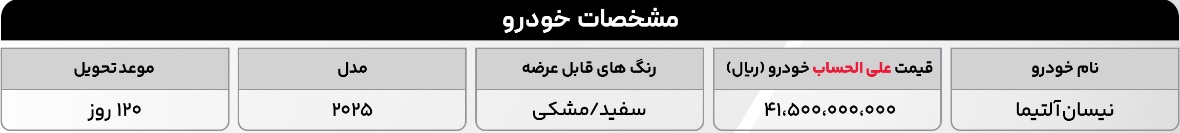 شرایط فروش نیسان آلتیما مدل 2025