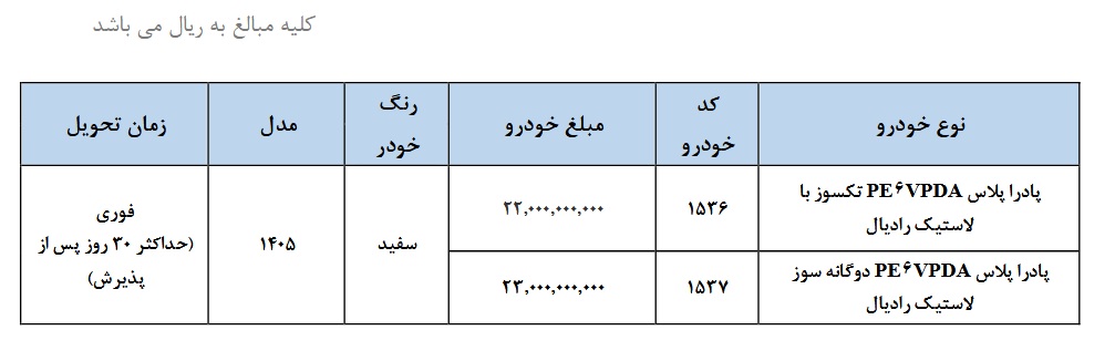 شرایط فروش فوری نقدی پادرا پلاس