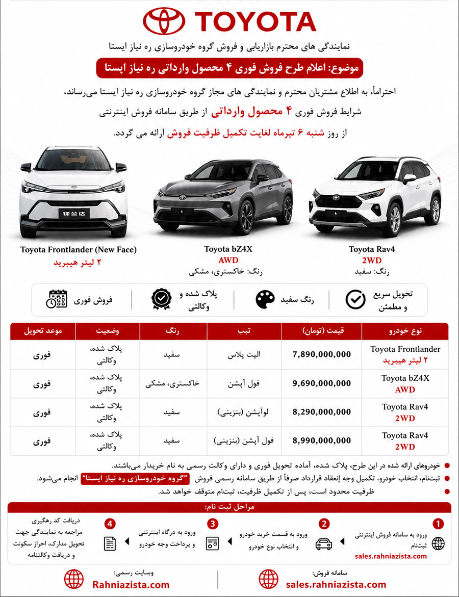 شرایط فروش تویوتا راو4