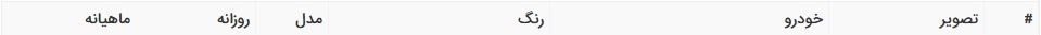 لیست خودروهای اجاره ای طباطبایی