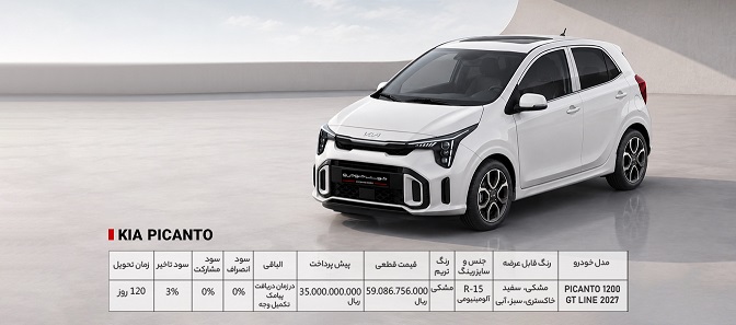 شرایط فروش کیا پیکانتو ۲۰۲۷